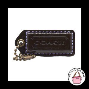 Y2K VINTAGE COACH Brown Patent Leather Antique Brass Bag Charm Keychain Hang Tag